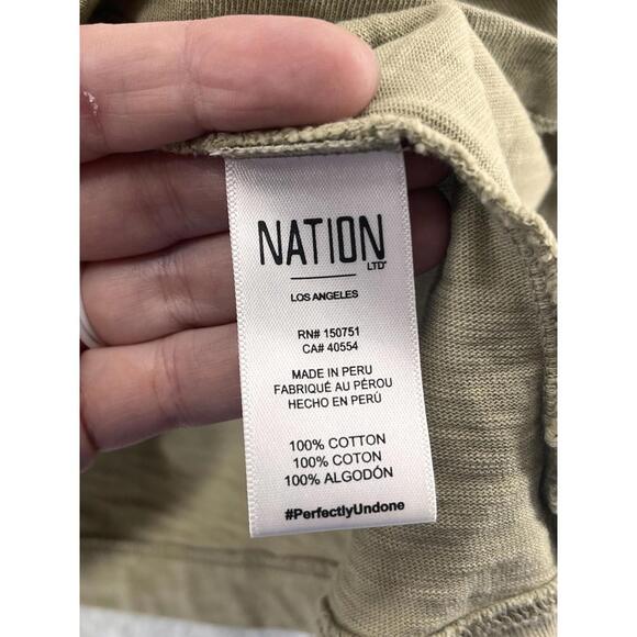 NATION LTD Para Boxy Tee Women's M Blouse Flounce Sleeve Knit Ruffle Sage Green - Picture 5 of 7